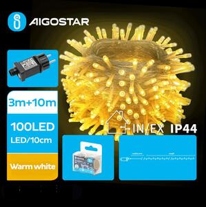 Aigostar - Instalație luminoasă de exterior pentru Crăciun, 100 LED/8 funcții, 13 m, IP44, alb cald