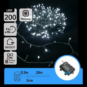 Instalație LED de Crăciun de exterior Aigostar 200xLED/8 funcții 10,3m IP44 alb rece