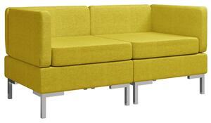 Canapele de colț modulare cu perne, 2 buc., galben, textil