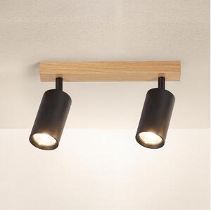 Brilagi - Spot aplicat SELE 2xGU10/30W/230V negru/decor stejar