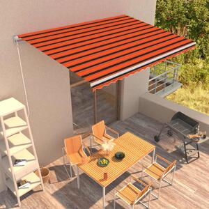 Copertină retractabilă manual, portocaliu & maro, 450 x 300 cm