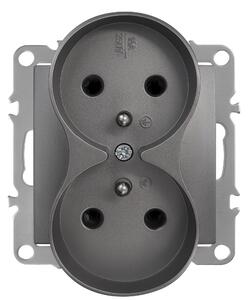 Priză dublă cu împământare OSTE JNH002-G Grey