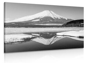 Tablou muntele japonez Fuji în design alb-negru