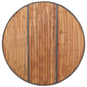 Masă de grădină, gri, 150 x 74 cm, poliratan și lemn de acacia