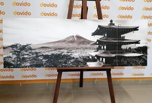 Tablou monument Pagoda Chureito în design alb-negru