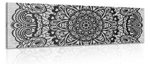 Tablou Mandala florală în design alb-negru