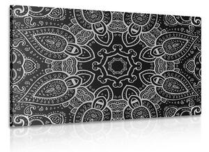 Tablou Mandala cu motiv indian în design alb-negru