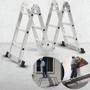 Scară Multifuncțională Articulată din Aluminiu, 4 Tronsoane x 3 Trepte, 12 Trepte