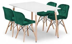 Set Masa Fixa Linda 120 x 80 Cm Si 4 Scaune Bucatarie/Dining Kross Catifea Verde