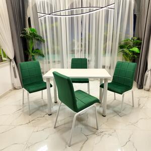 Set Masa de bucatarie Tibur DENVER cu 4 Scaune Miami Catifea Verde