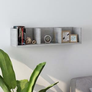 Raft de perete CD-uri, gri beton, 75 x 18 x 18 cm, PAL
