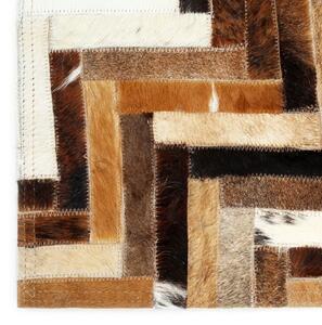 Covor, piele cu păr natural, mozaic, maro/alb, 80 x 150 cm