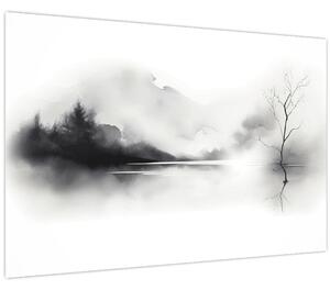 Tablou - pictură cu cerneală de peisaj (90x60 cm)