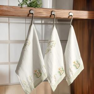 Prosop de bucatarie 45x65cm Paste, bumbac 100%, YoYo cu iepurasi si flori
