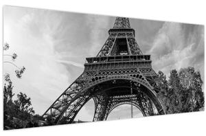 Tablou - Turnul Eiffel, alb-negru (120x50 cm)