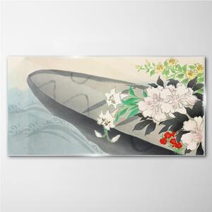 Tablou sticla Apă de flori cu barca cu flori