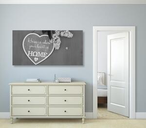 Tablou cu citat în design alb-negru - Home is where your heart is
