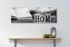 Tablou litere din lemn cu inscripție Home în design alb-negru