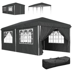 Outsunny Pavilion Pliabil, Reglabil pe Înălțime cu Ferestre Laterale și Geantă de Transport, 596x300x270 cm, Gri | Aosom Romania