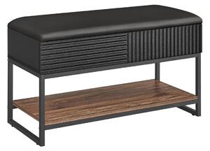 Bancuta cu spatiu depozitare si pantofar Vasagle Gri inchis 80x35x46 cm