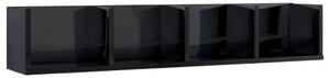 Raft de perete CD-uri negru extralucios, 100 x 18 x 18 cm, PAL