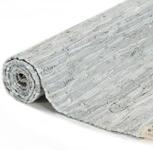 Covor Chindi țesut manual, gri deschis, 80 x 160 cm, piele