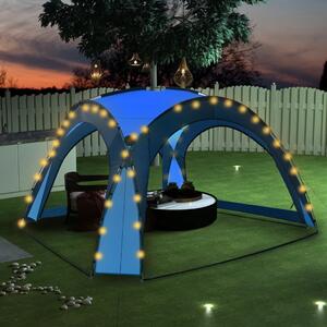 Cort petrecere cu LED & 4 pereți laterali albastru 3,6x3,6x2,3m