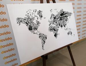 Tablou harta muzicală ale lumii în formă inversată