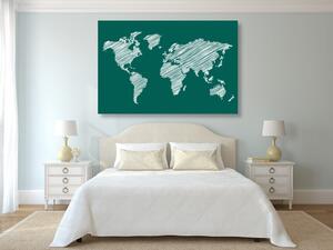 Tablou harta lumii eclozată pe un fundal verde