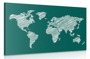 Tablou harta lumii eclozată pe un fundal verde