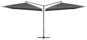 Umbrelă de soare cu stâlp din oțel, antracit, 250x250 cm