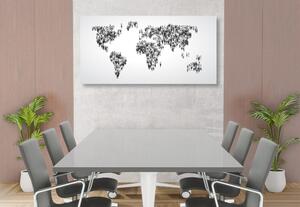 Tablou harta lumii formată din oameni în design alb-negru