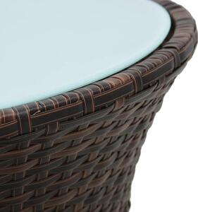 Masă laterală de grădină în formă de tambur, maro, poliratan