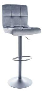 Scaun bar C105, gri/negru, stofa catifelata/metal, 42x39x96/117 cm