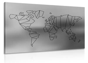 Tablou harta lumii stilizată în design alb-negru