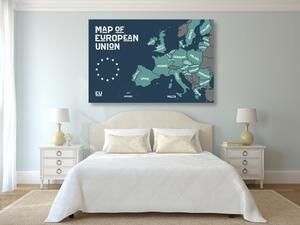 Tablou hartă educațională cu denumirile tărilor din uniunea europeană