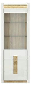 Vitrina ALAMEDA, alb/stejar deschis, PAL laminat, 72x42x202 cm