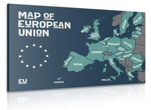 Tablou hartă educațională cu denumirile tărilor din uniunea europeană