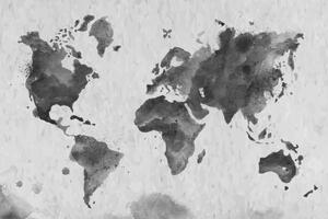 Tablou pe plută harta lumii în stilul retro în design alb-negru