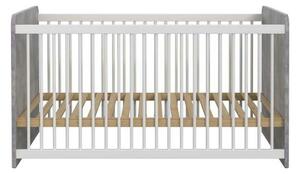 Patut pentru copii EMILY 70x140, alb/gri beton, PAL/metal, cu somiera