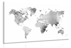 Tablou harta lumii în design alb-negru de acuarelă