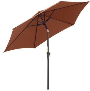 Outsunny Umbrelă de Grădină Înclinabilă cu Manivelă și 6 Spițe din Aluminiu, 2.6x2.35 m, Cafeniu | Aosom Romania