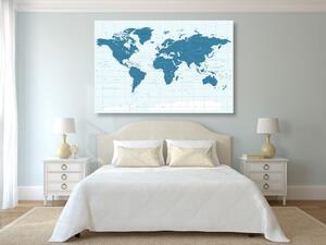 Tablou harta politică a lumii în culoare albastră
