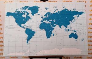 Tablou harta politică a lumii în culoare albastră