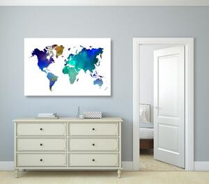 Tablou harta colorată a lumii în design de acuarelă