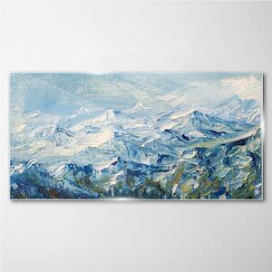 Tablou sticla Munții picturii de iarnă