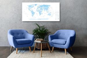 Tablou harta detaliată a lumii în culoare albastră