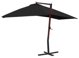 Umbrelă suspendată cu stâlp din lemn, negru, 400 x 300 cm