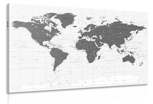Tablou harta politică a lumii în design alb-negru