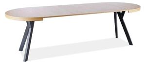 Masa DOMINGO, stejar natural/negru, PAL laminat, 100/250x100x76 cm